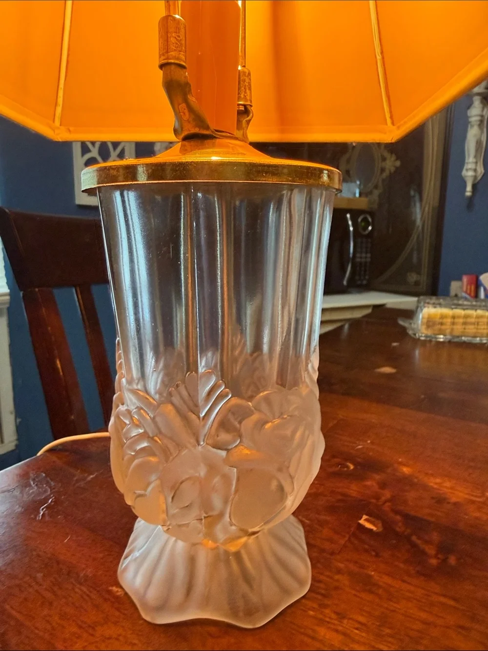 Vintage pressed glass bedside lamp mid century design
